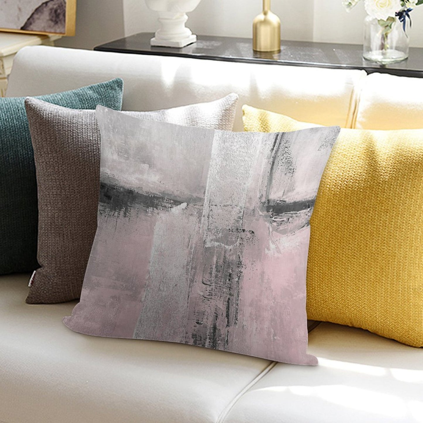 Blush Soft High-Density Material Throw Pillow