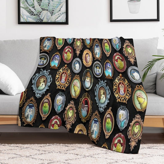 Budgies in Hats Throw Blanket