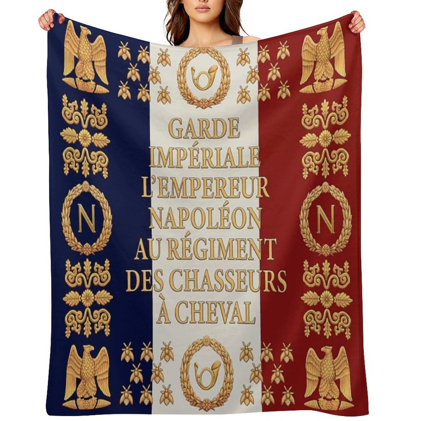 Napoleonic French Flag of The Chasseurs A Cheval De La Garde Throw Blanket