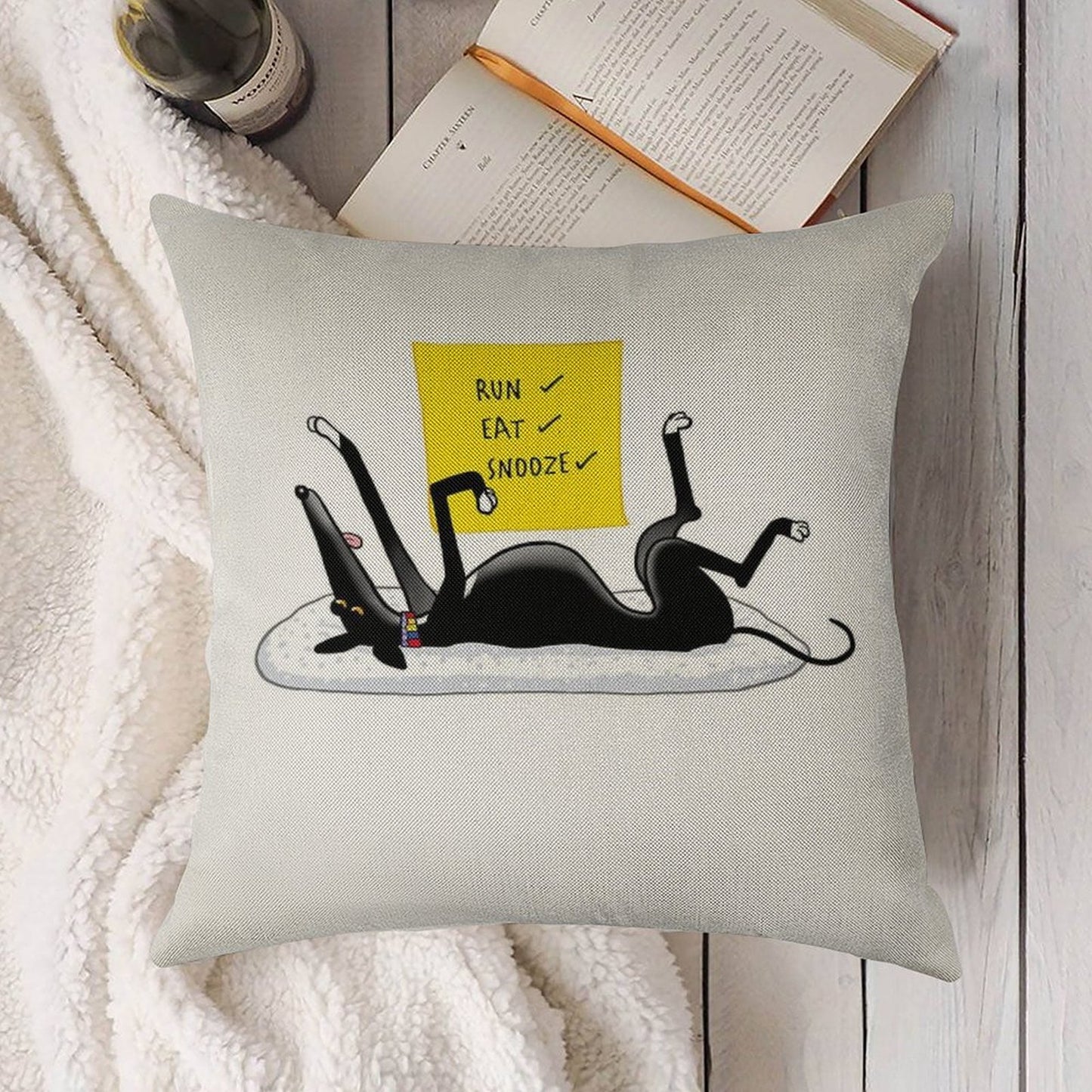 Snoozin' Linen Throw Pillow Cover