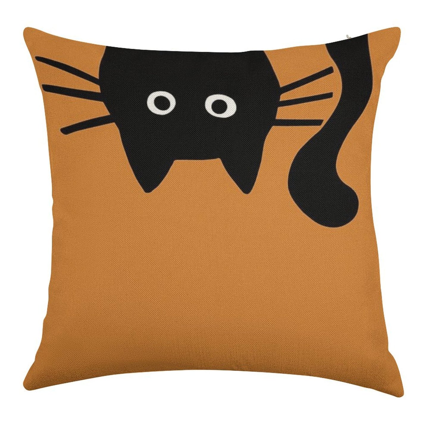 Funny Black Cat Linen Throw Pillow Cover