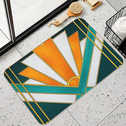 Orange And Green Art Deco Bath Mat
