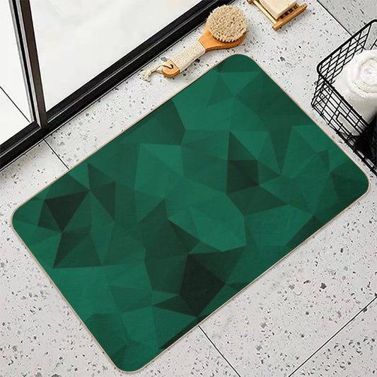 Polygonal Emerald Green Geometric Pattern Bath Mat