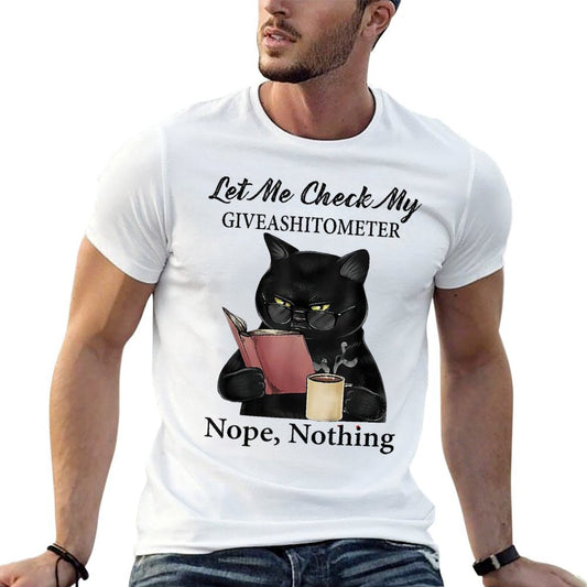 Let Me Check My GiveAShitTo Meter Nope, Nothing Black Cat Rolled Sleeves T-Shirt