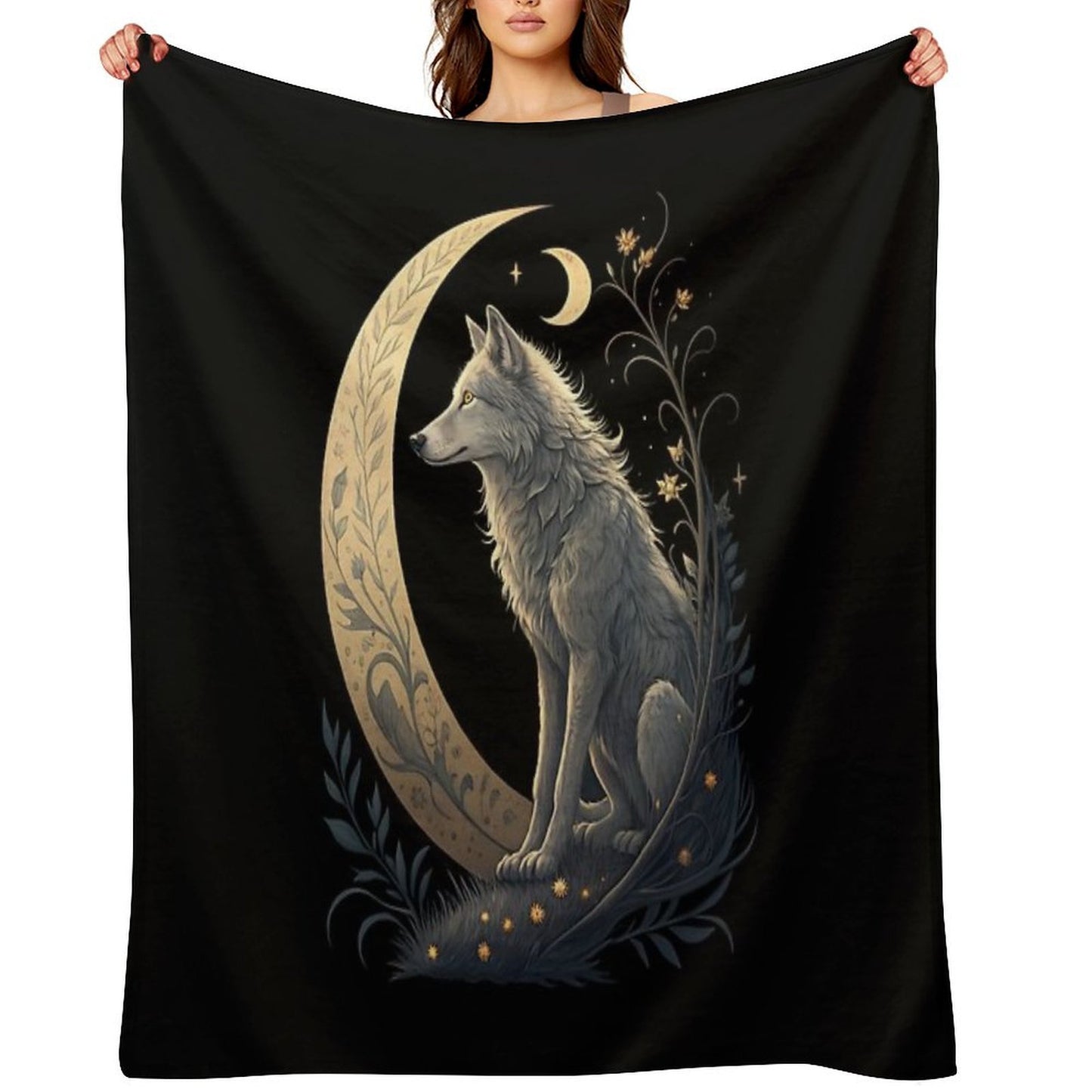 Moonlight Wolf Throw Blanket