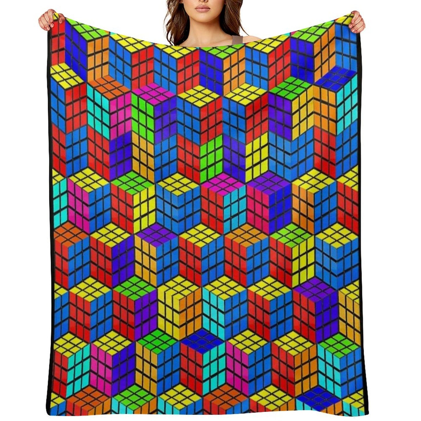 Rubik's Illusion Throw Blanket