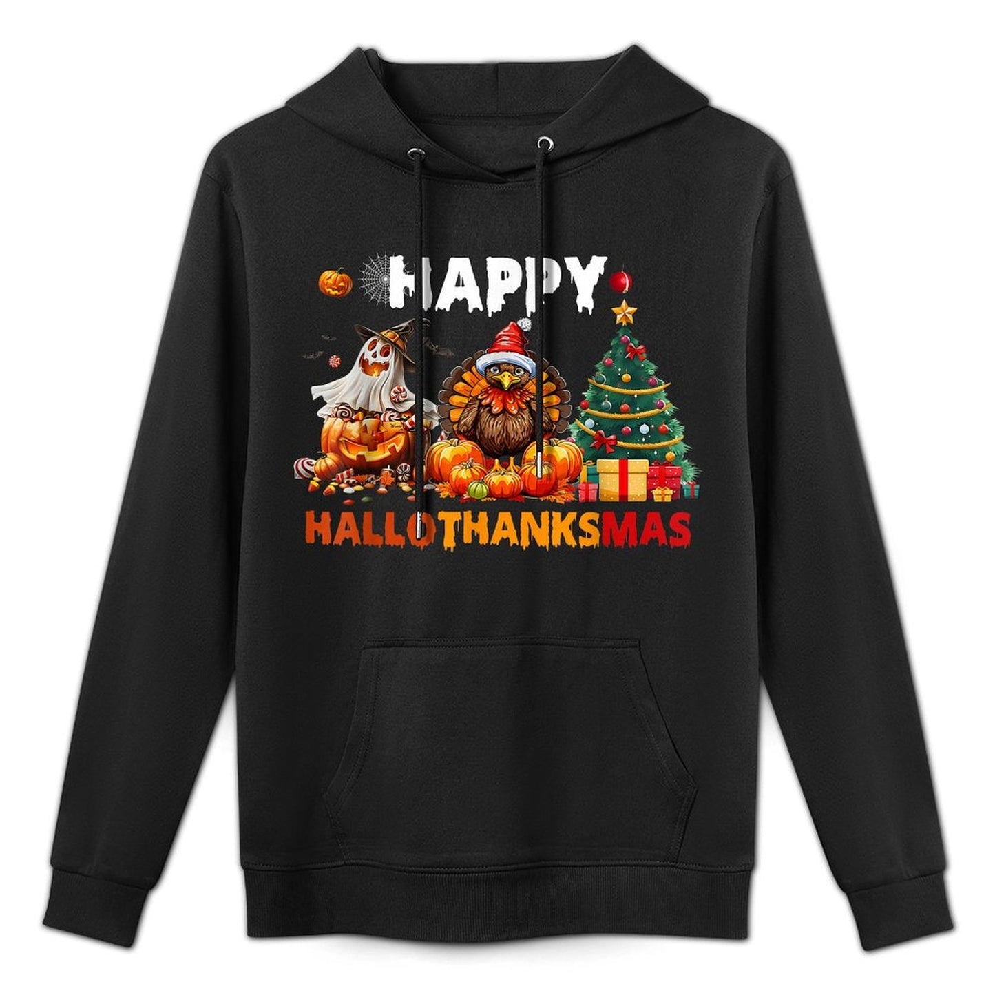 Hallothanksmas Funny Halloween Thanksgiving Christmas All-Day Comfort Hoodie