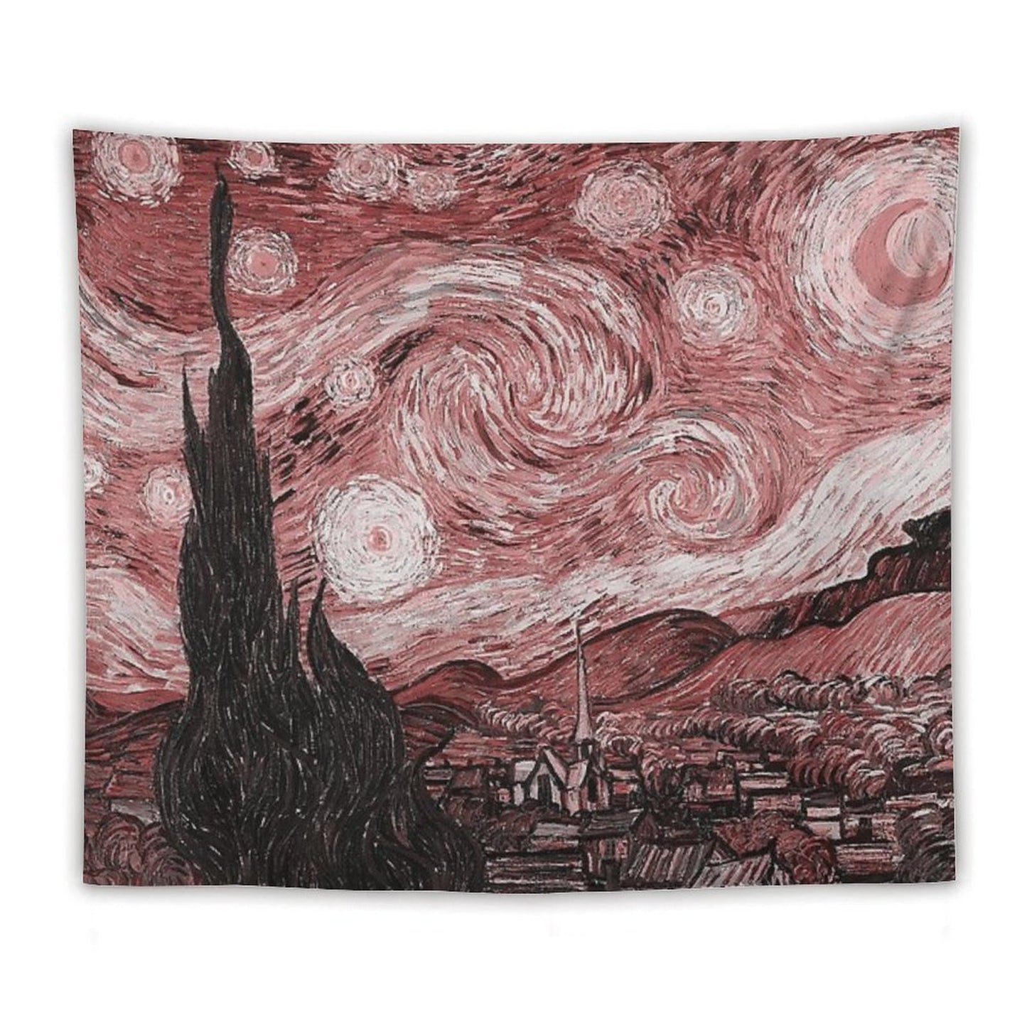 Pink Starry Night Tapestry
