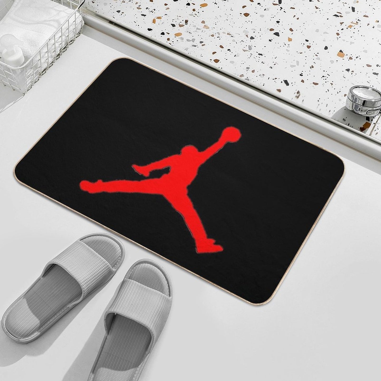 Jordan Silhouette Dunk Red Summer Vibe Bath Mat