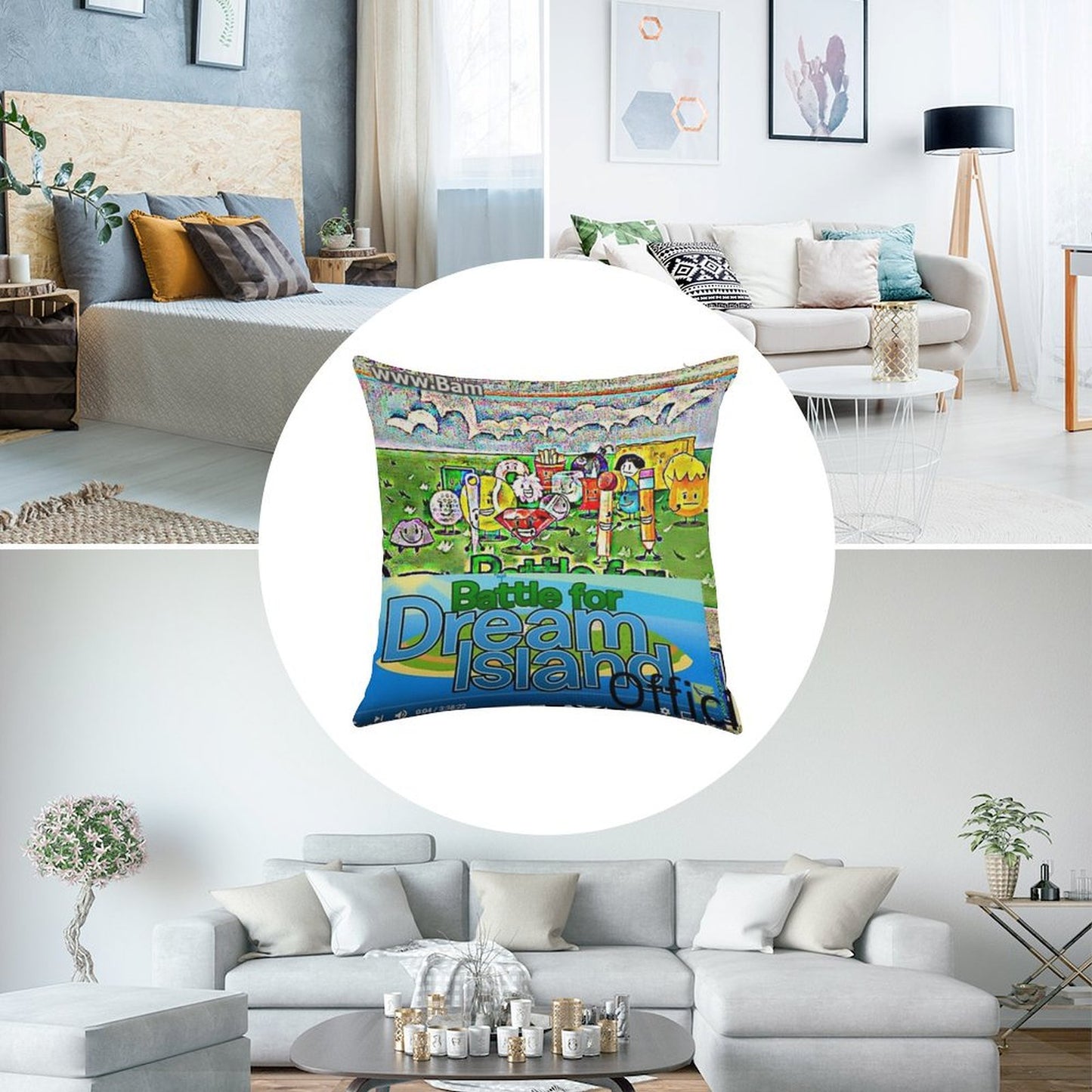 A BFDI Linen Throw Pillow Cover