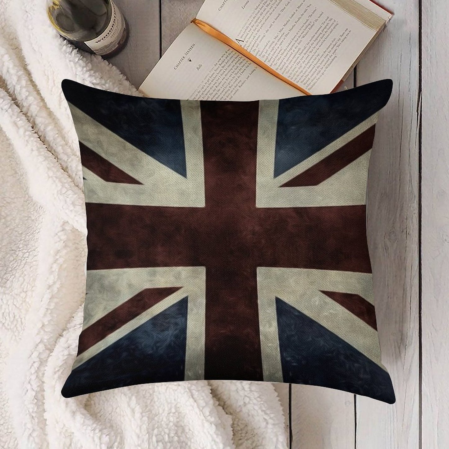 A Grunge Looking Distressed Union Jack Uk Version Linen Throw Pillow Cover