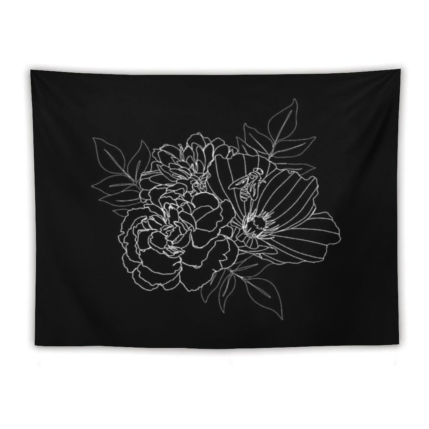 Black Floral Arrangment Tapestry