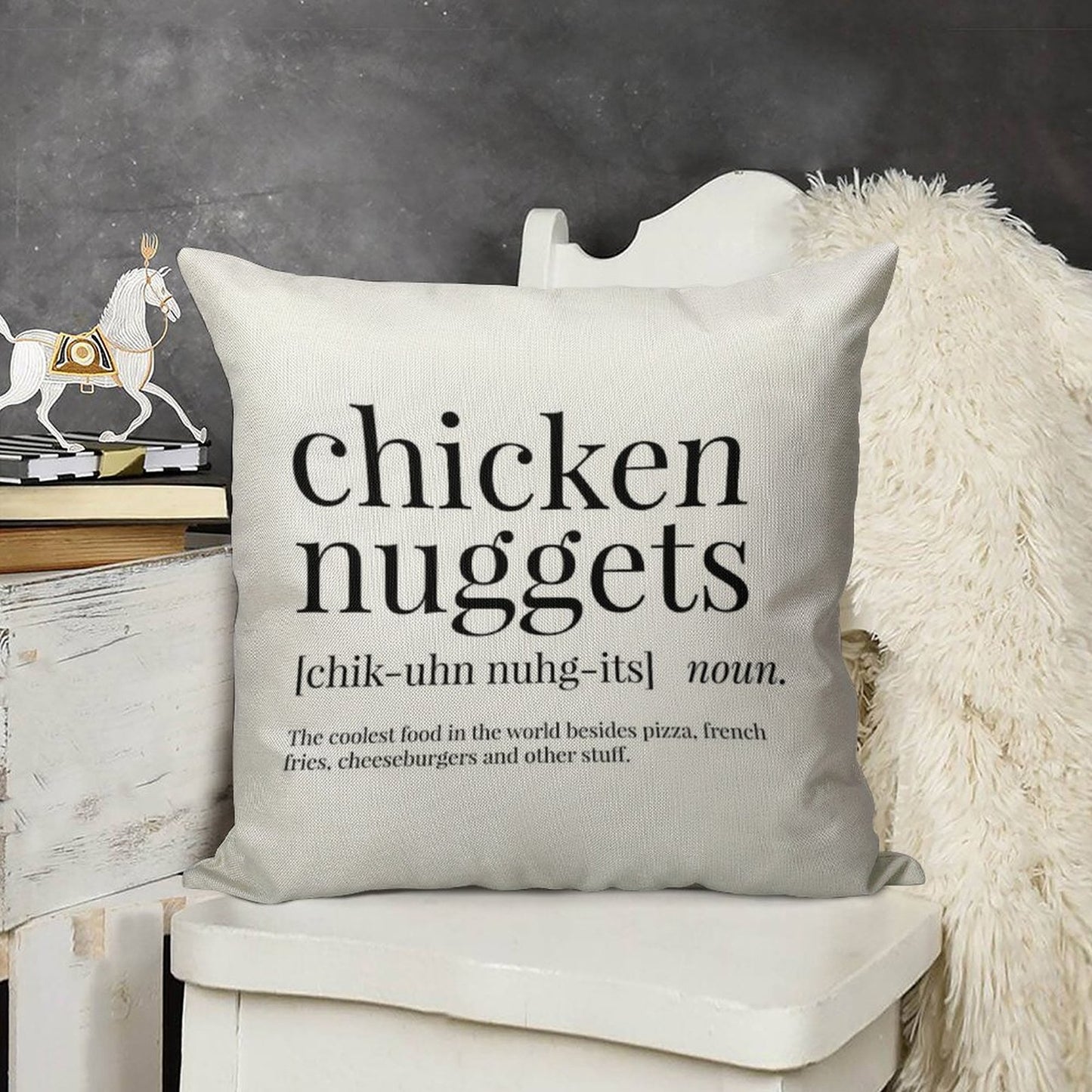 Chicken Nuggets Definition Linen Throw Pillow Cover
