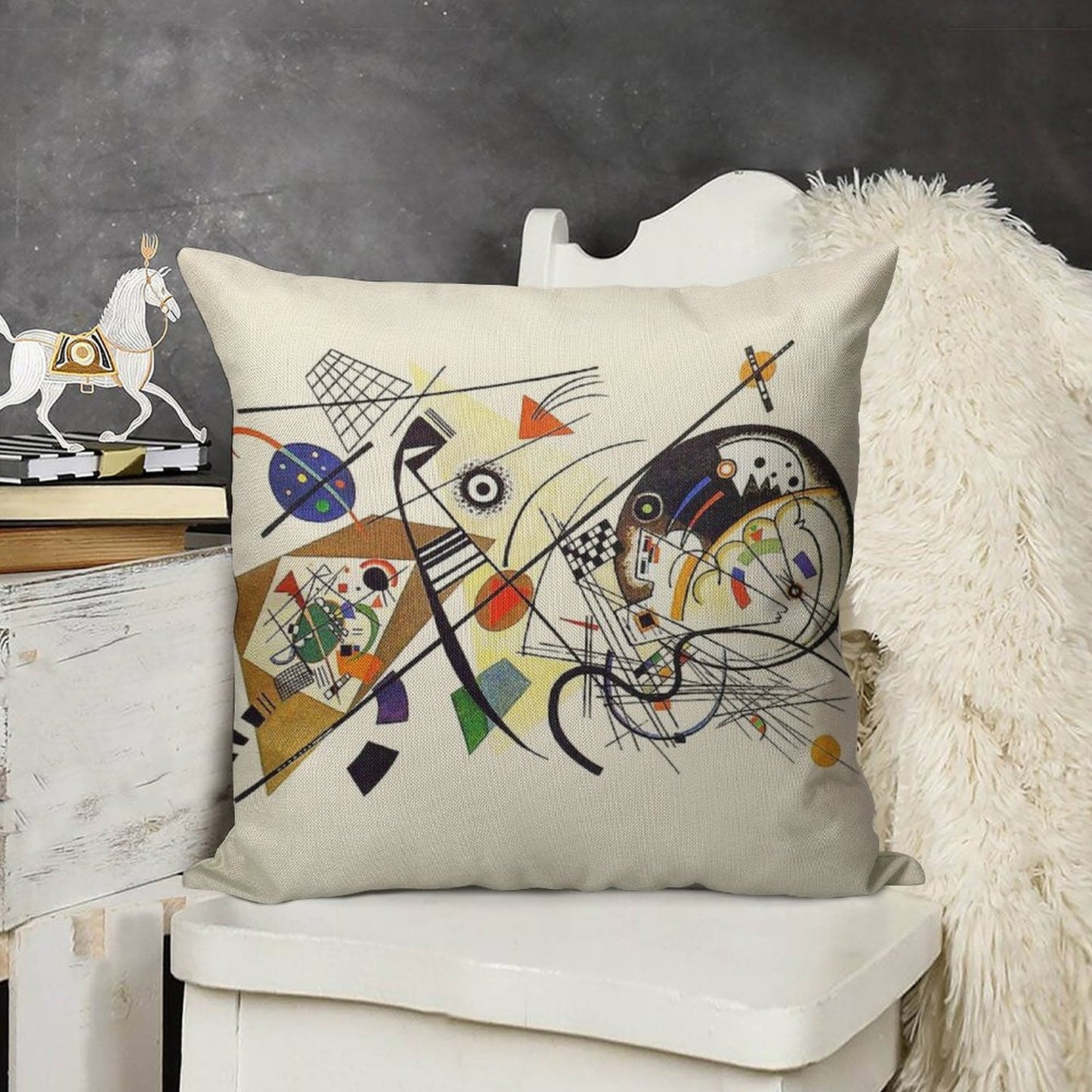 HD. Transverse Lines (1923), by Wassily Kandinsky Linen Throw Pillow Cover