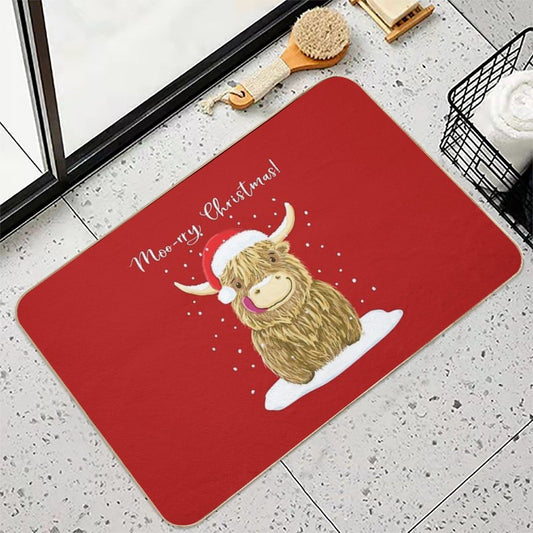 Scottish Highland Cow, Moo-rry Christmas Wee Hamish Bath Mat