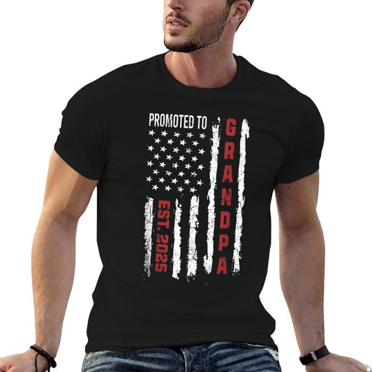 American Flag Promoted To Grandpa, First Time Grandpa 2025 T-Shirt