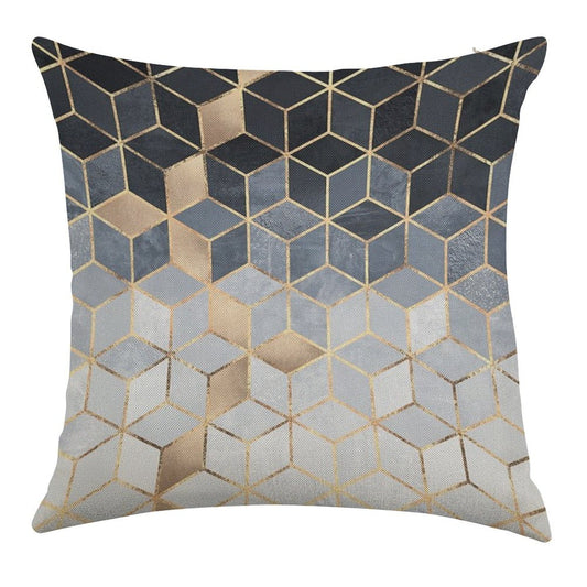 Soft Blue Gradient Cubes Linen Throw Pillow Cover