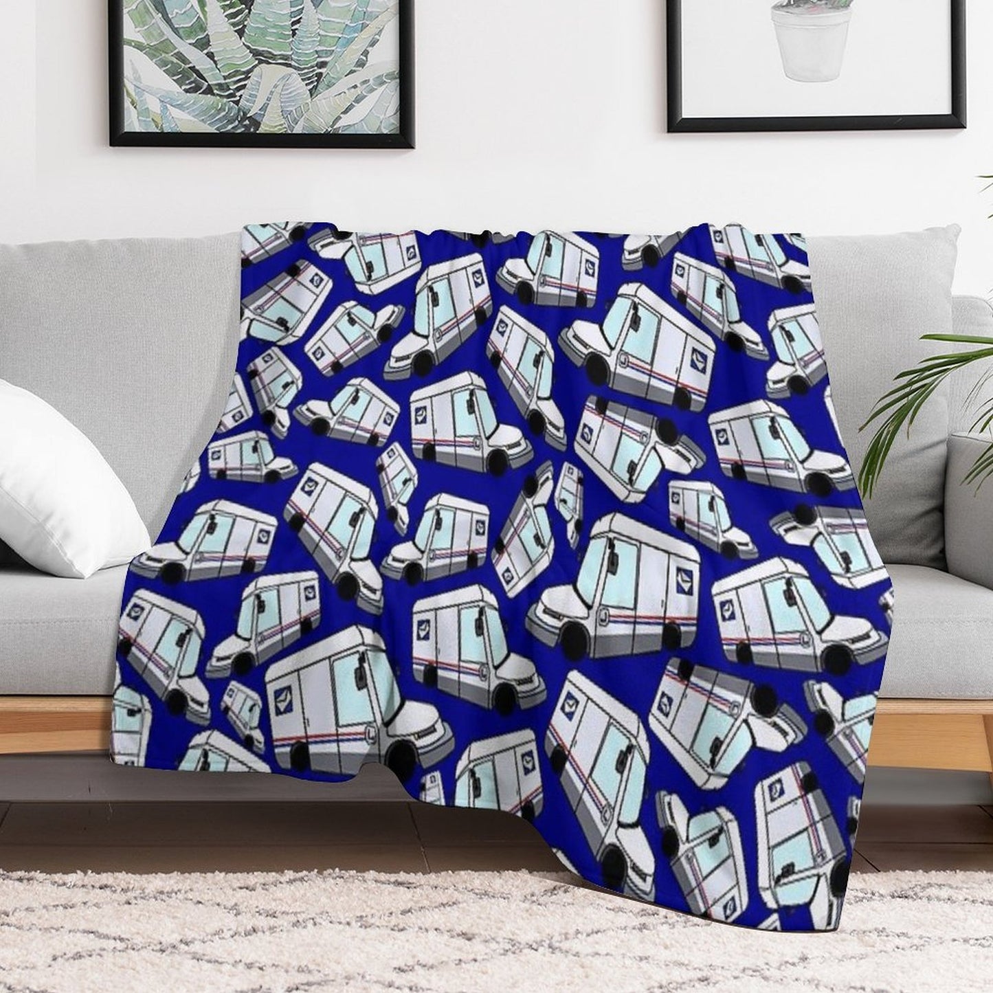 NGDV New Mail Truck Print Throw Blanket