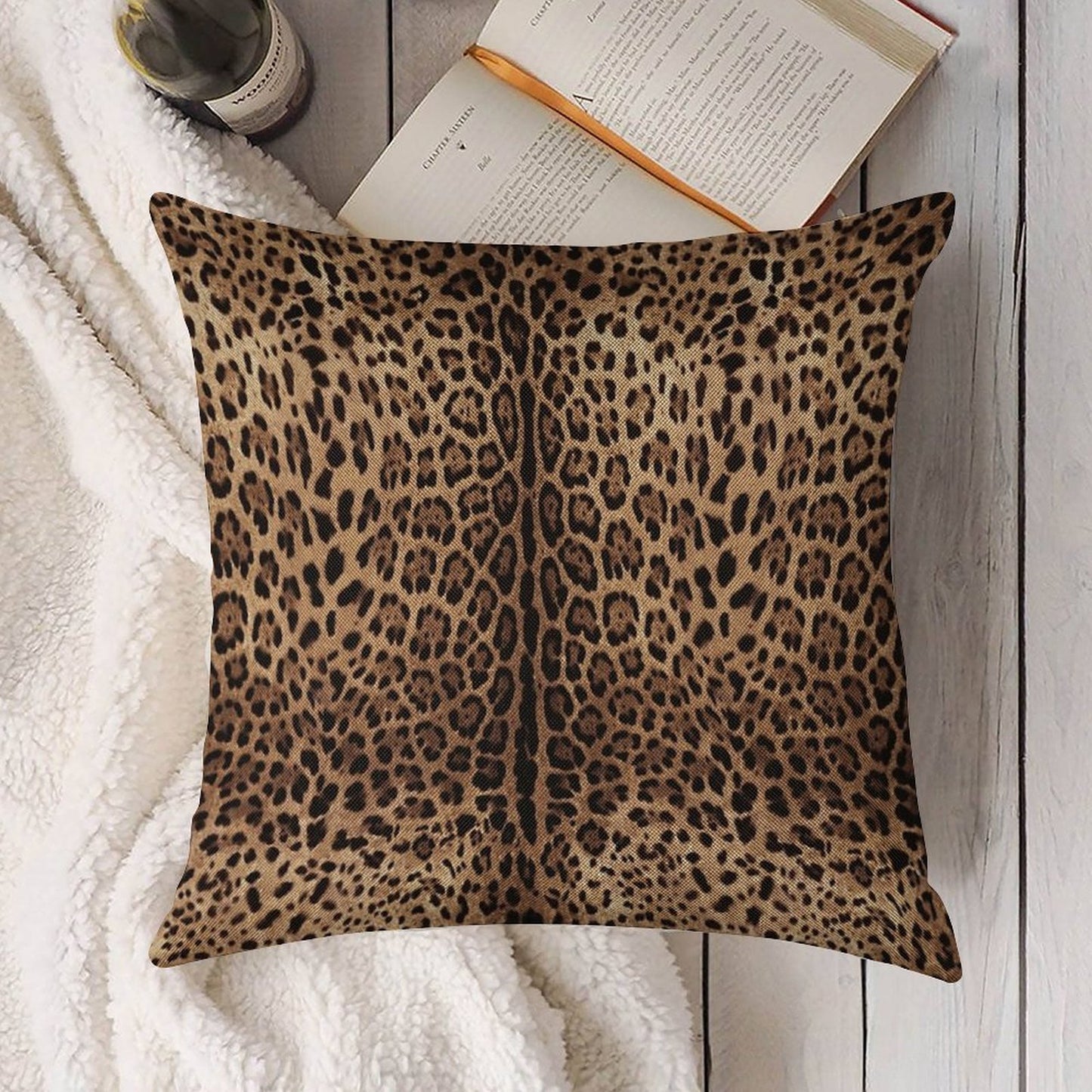 Leopard Print Skin Linen Throw Pillow Cover