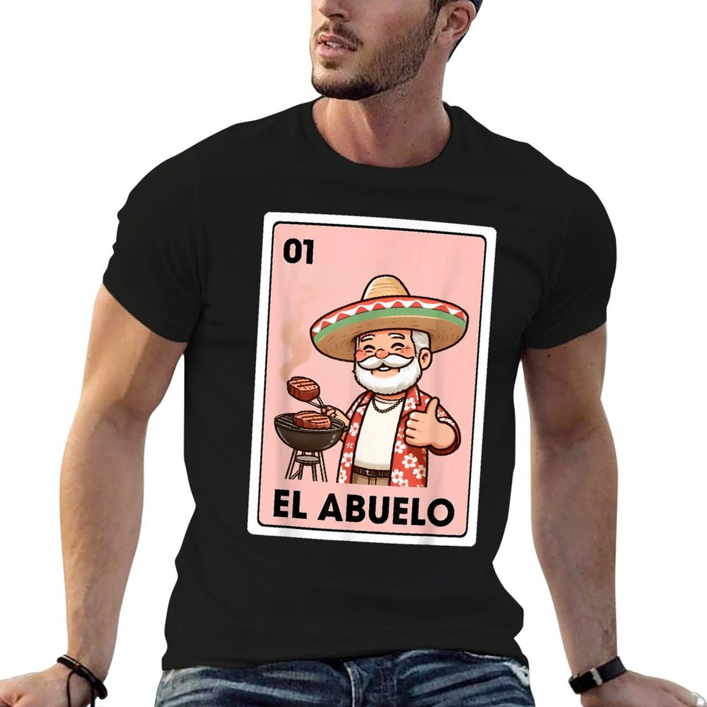 El Abuelo Grilling Grandpa Mexican Bingo Card T-Shirt