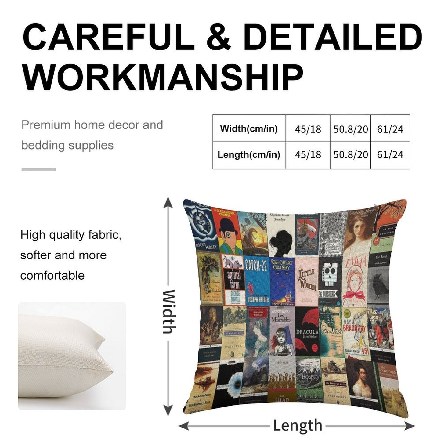 Classic Literature Book Covers Linen Throw Pillow Cover
