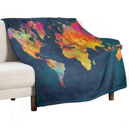 World Map Throw Blanket
