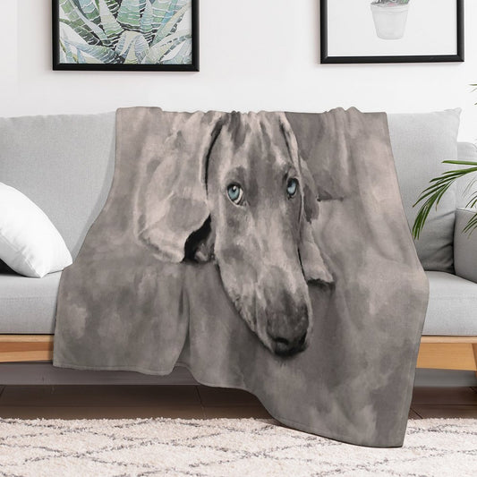 Weimaraner Dog Mixed Media Throw Blanket