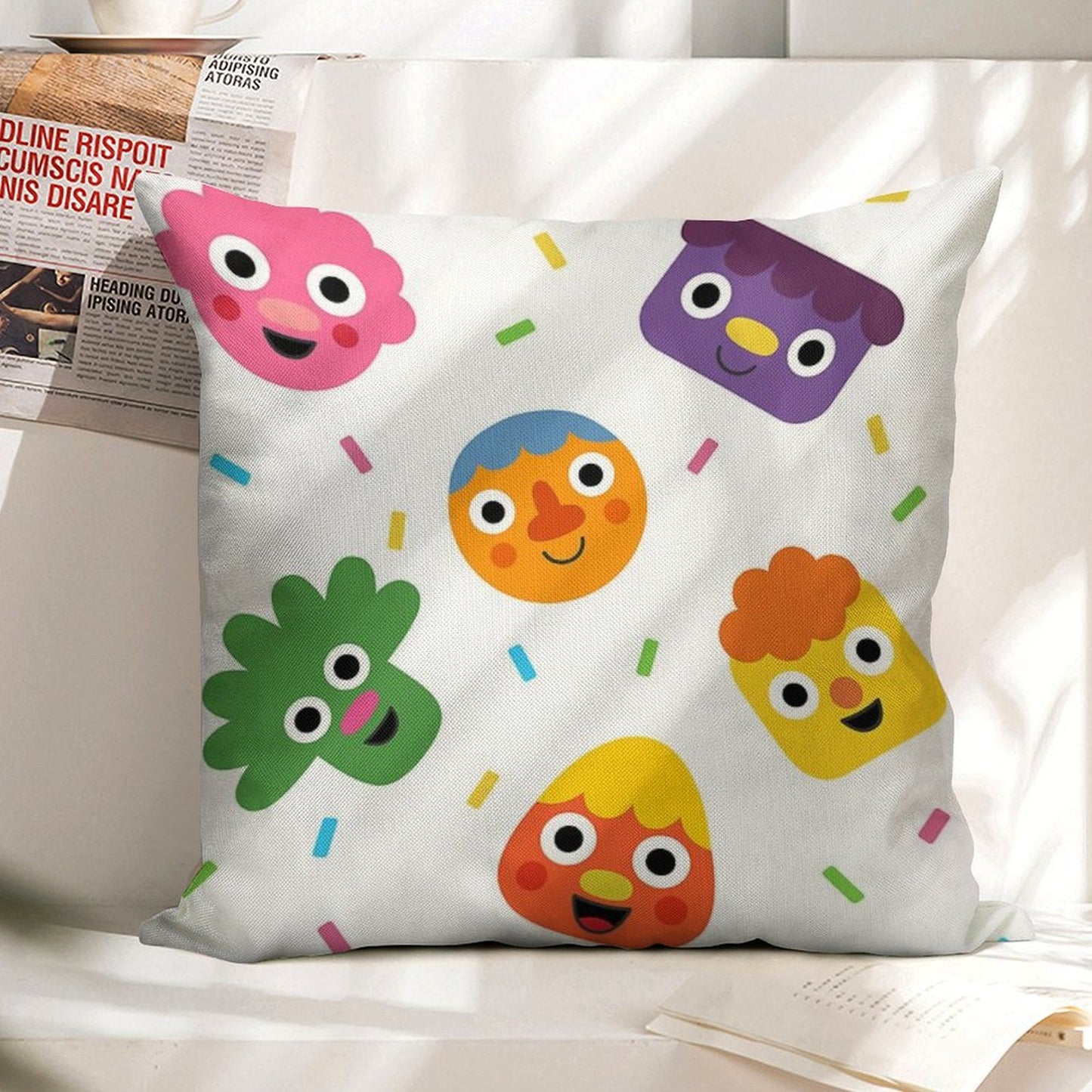 Noodle & Pals  Pattern 01 Linen Throw Pillow Cover