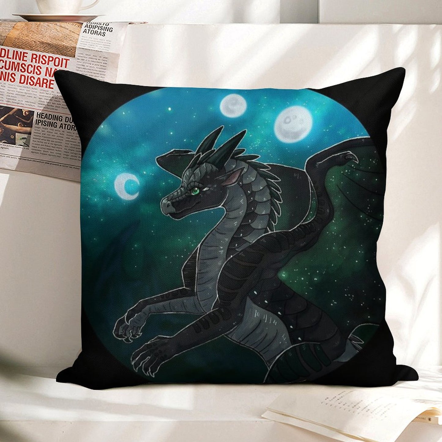 Wings of Fire - Moonwatcher Linen Throw Pillow Cover