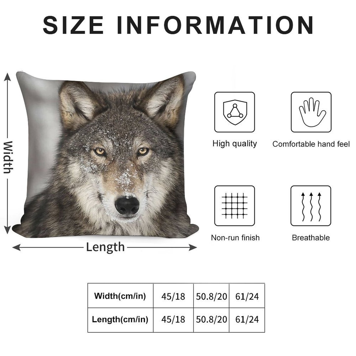 Animal Print - Wolf by Aariv Soft Multiple Sizes Throw Pillow