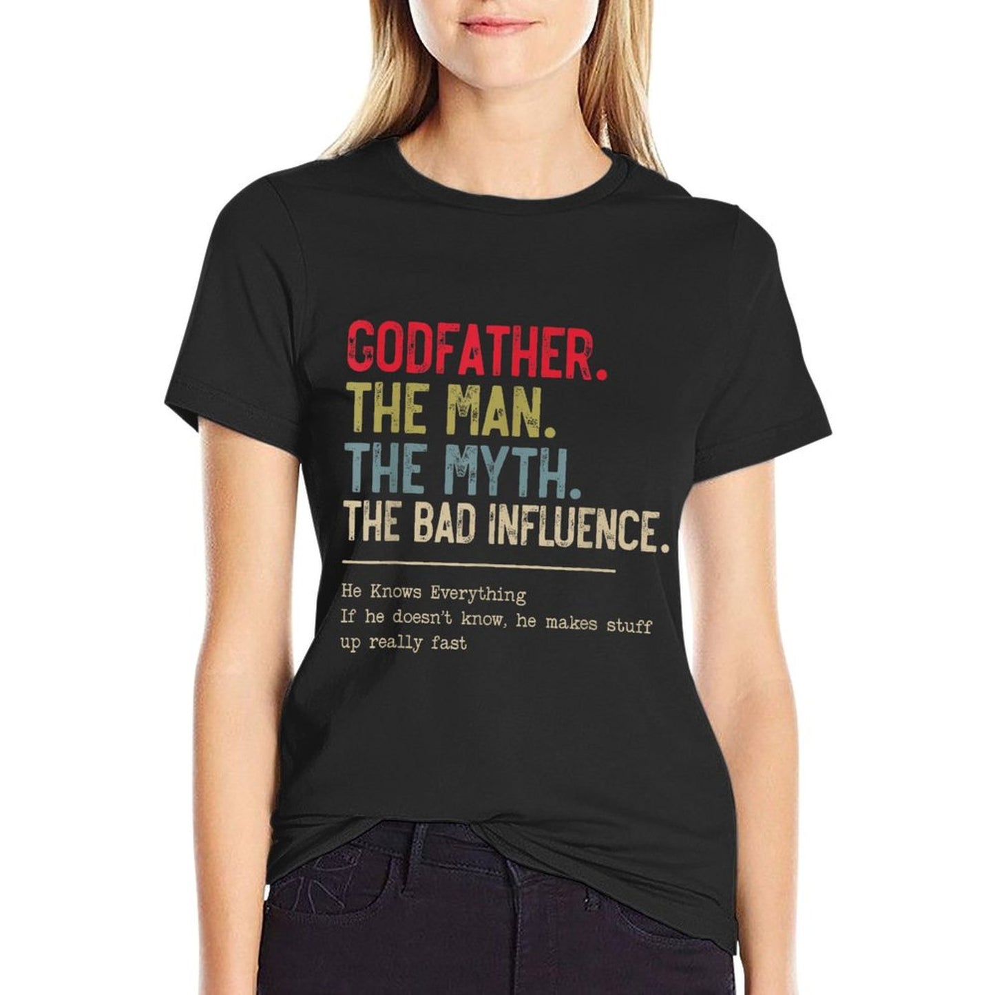 Godfather The Man The Myth The Bad Influence Funny Grandpa T-Shirt