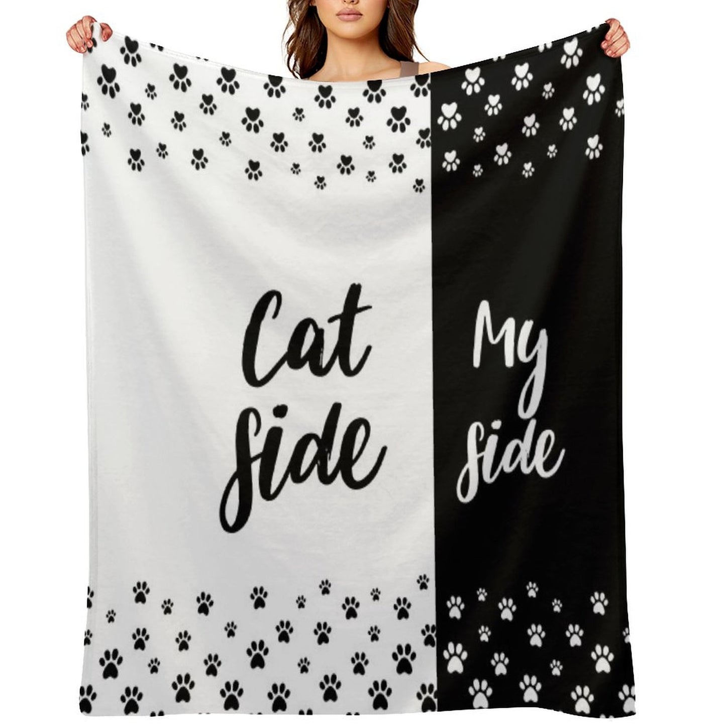 Cat Side My Side Funny Cat Owner Bedding Throw Blanket