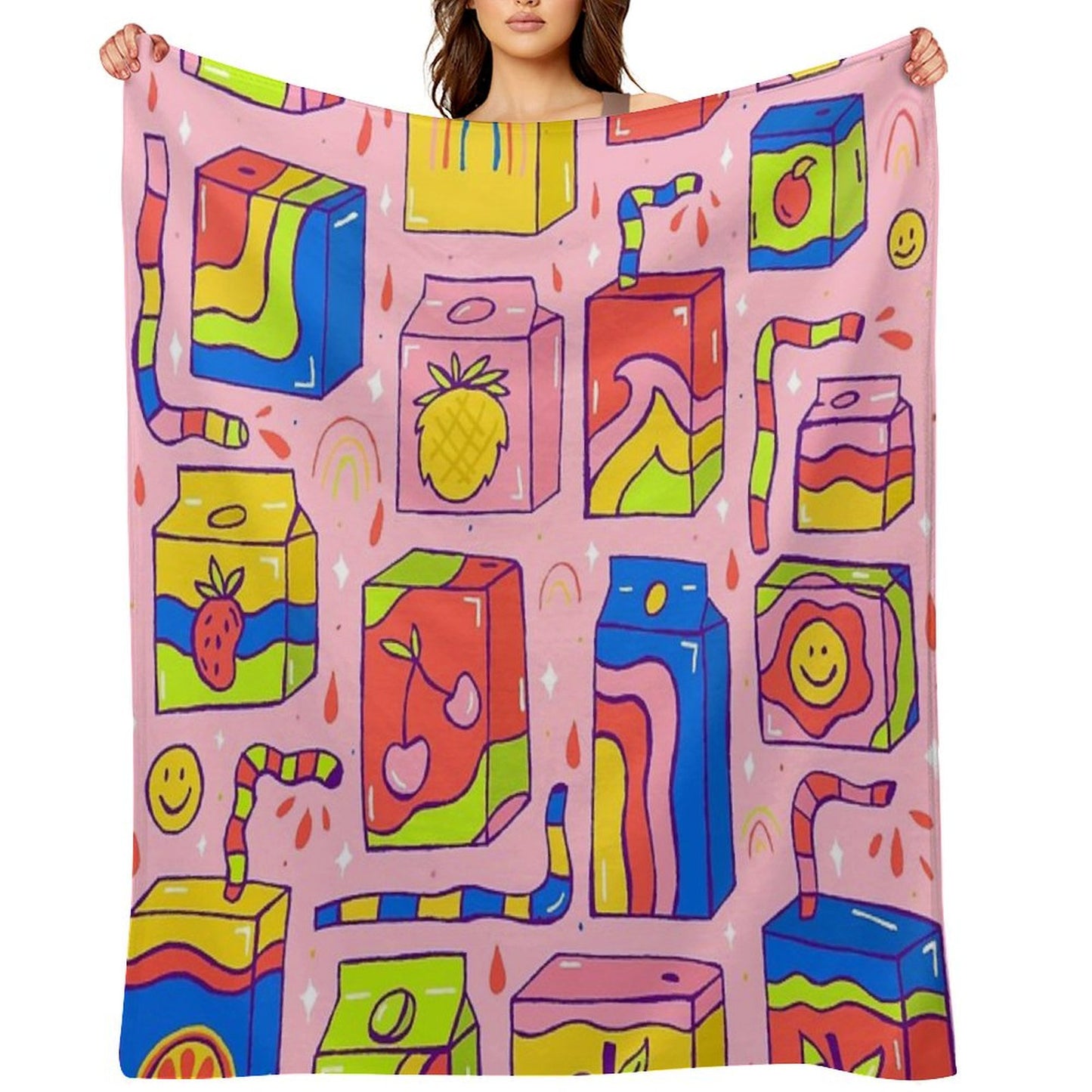 Juice Box Print Throw Blanket