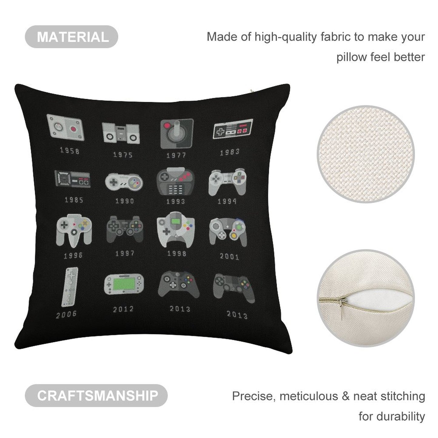 Geek Gaming Controllers Linen Throw Pillow Cover