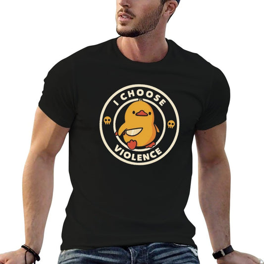 I Choose Violence Funny Duck by Tobe Fonseca Trendy Pattern T-Shirt