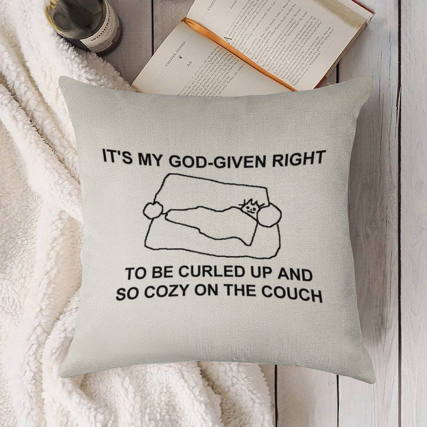 Cozy on The Couch Linen Throw Pillow Cover