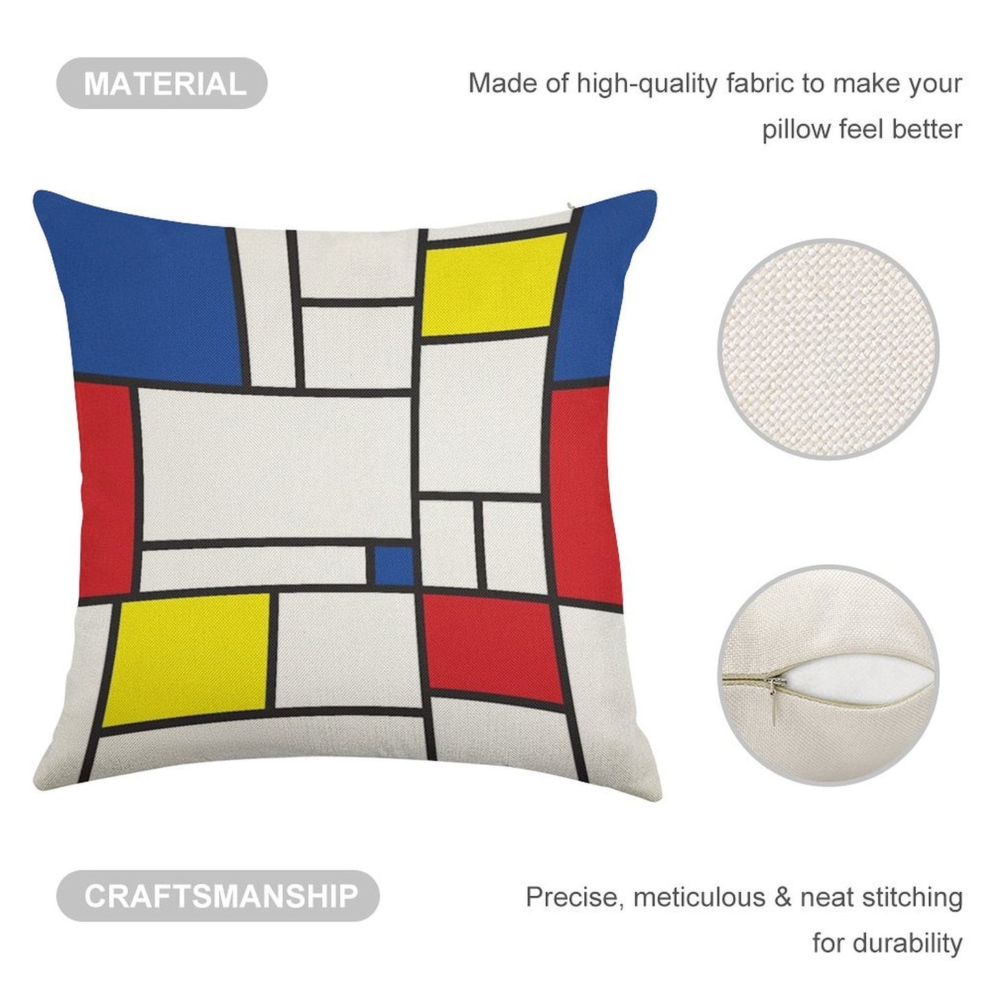 Mondrian Minimalist De Stijl Modern Art II © Fatfatin Linen Throw Pillow Cover