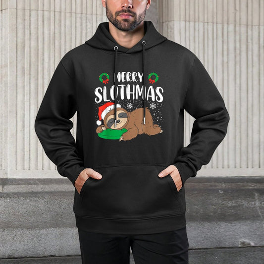 Merry Slothmas Christmas Pajama for Sloth Lovers Cotton-Polyester Blend Hoodie