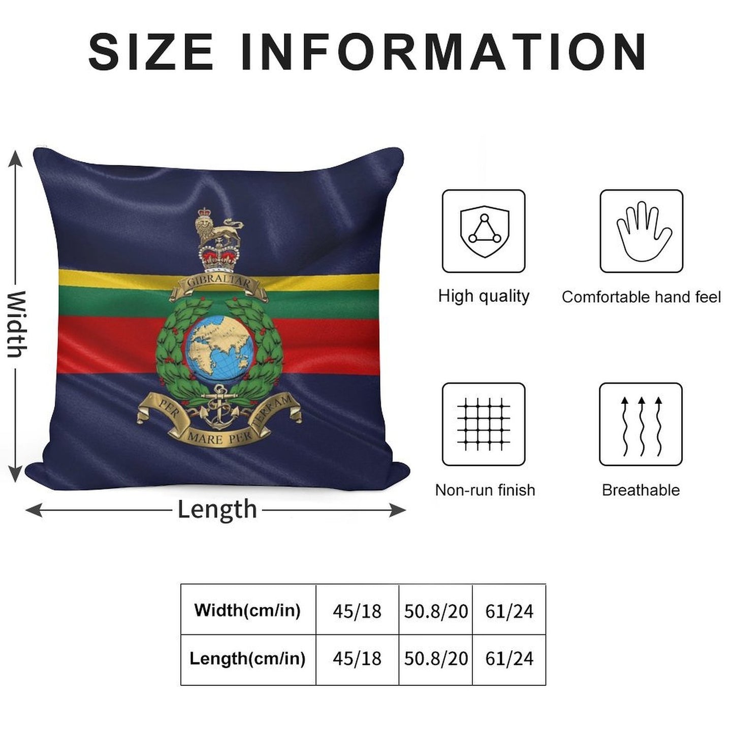Royal Marines - RM Badge over Royal Marine Flag Soft High-Density Material Throw Pillow