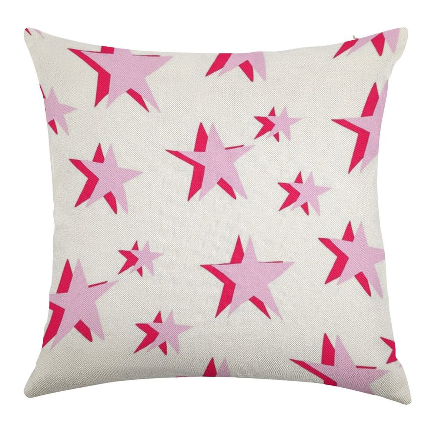 Pink And Red Vsco Star Pattern Linen Throw Pillow Cover