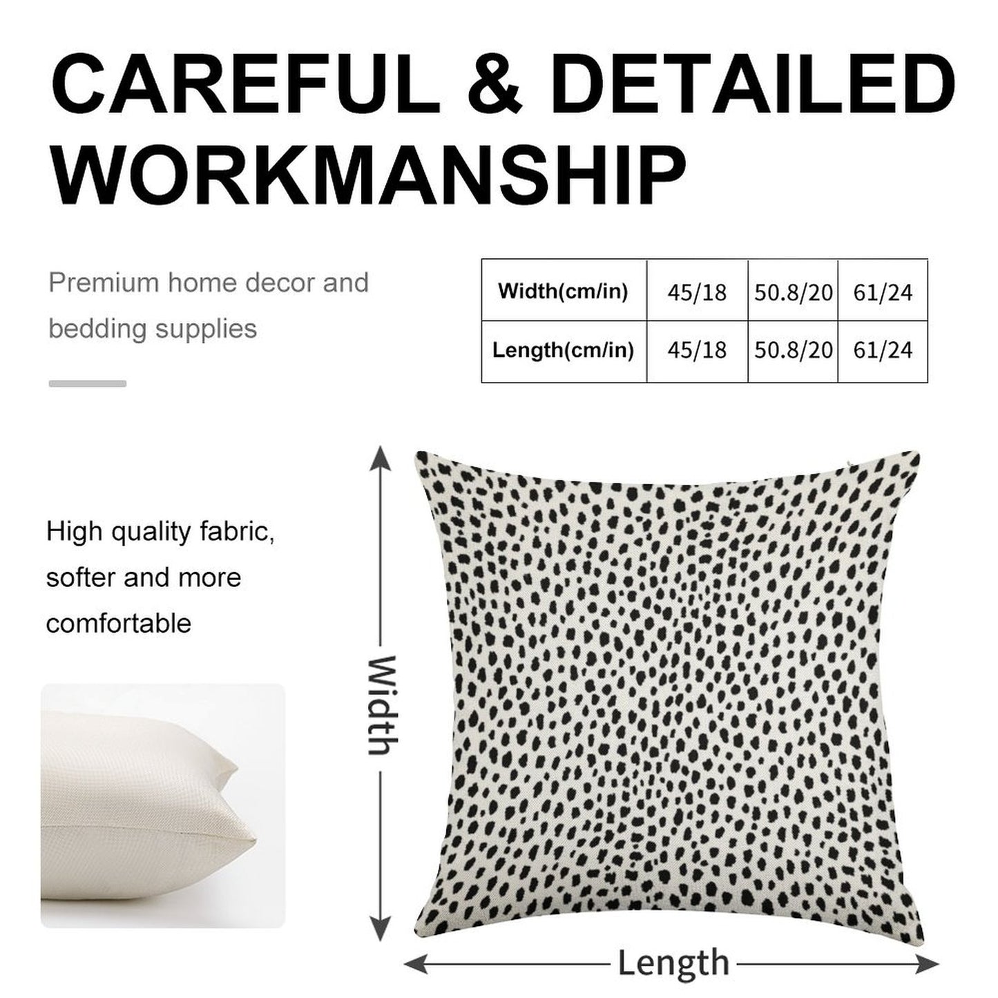 Dalmatian Spots (blackwhite) Linen Throw Pillow Cover