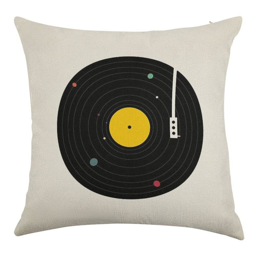 Music Everywhere Linen Throw Pillow Cover
