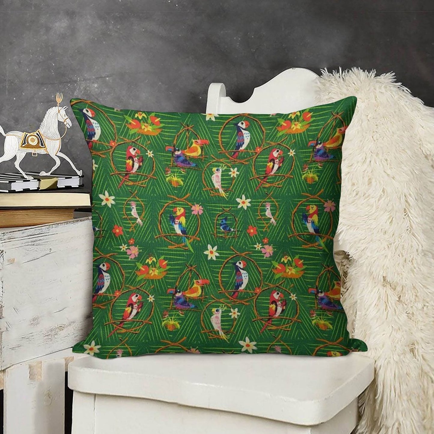 Enchanted Tiki Room Linen Throw Pillow Cover