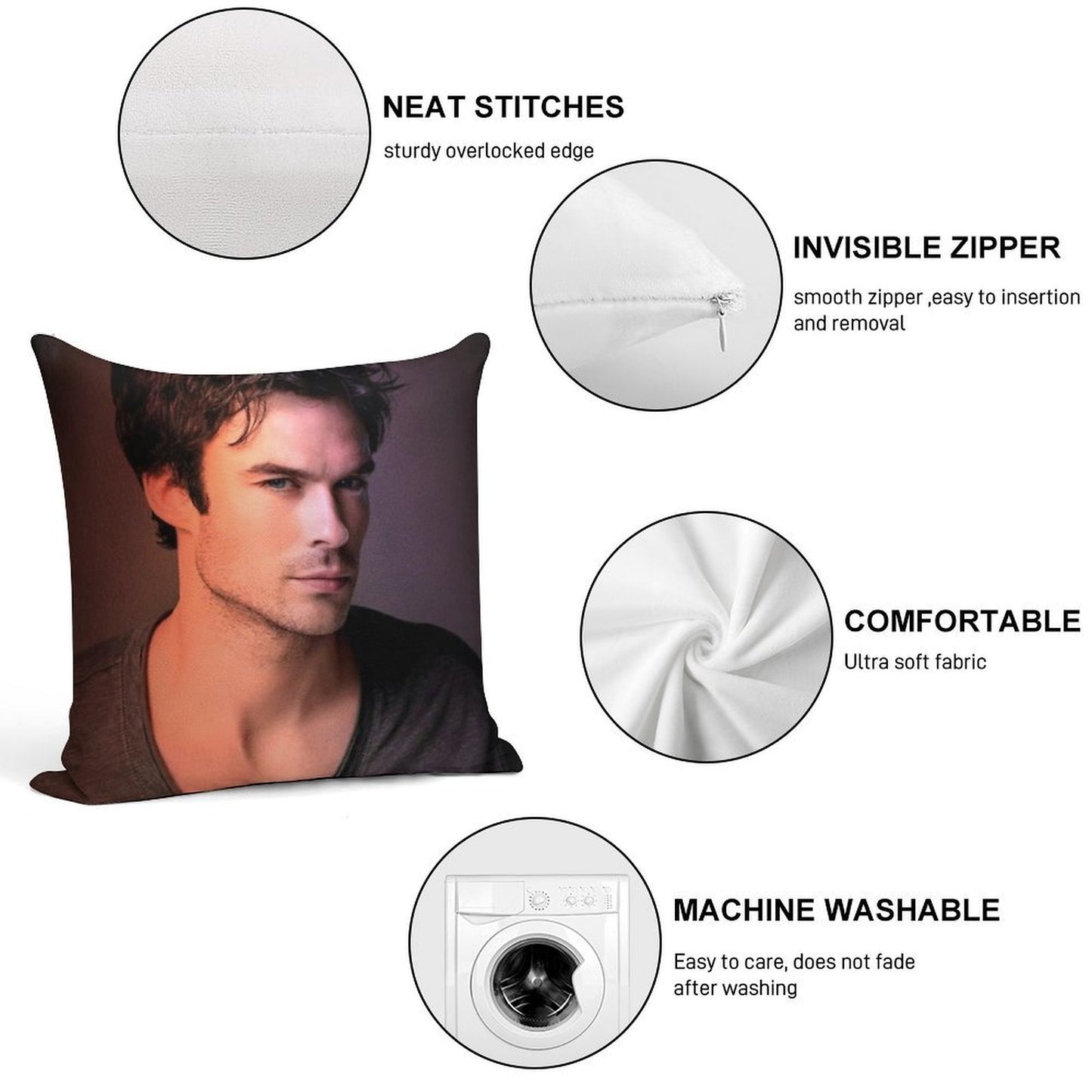 Ian Somerhalder Soft Warmth Comfort Throw Pillow