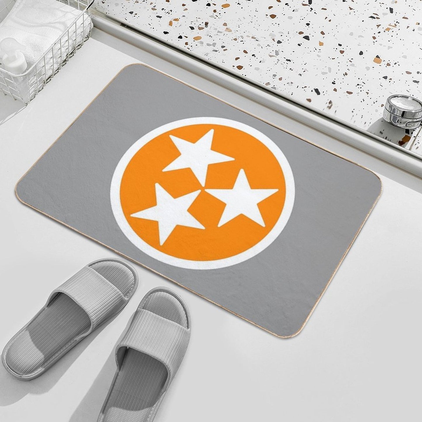 Orange & White Tri-Star Bath Mat