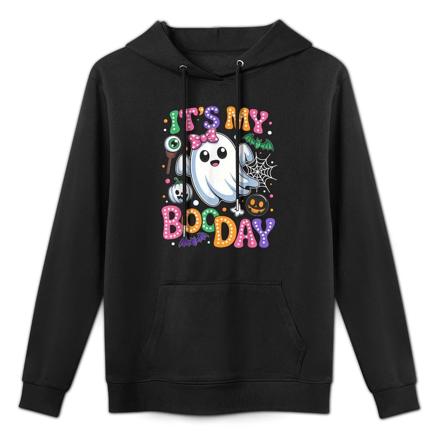 Groovy Its My Boo Day Cute Halloween Birthday Ghost Pink Bow Breathable Fabric Hoodie