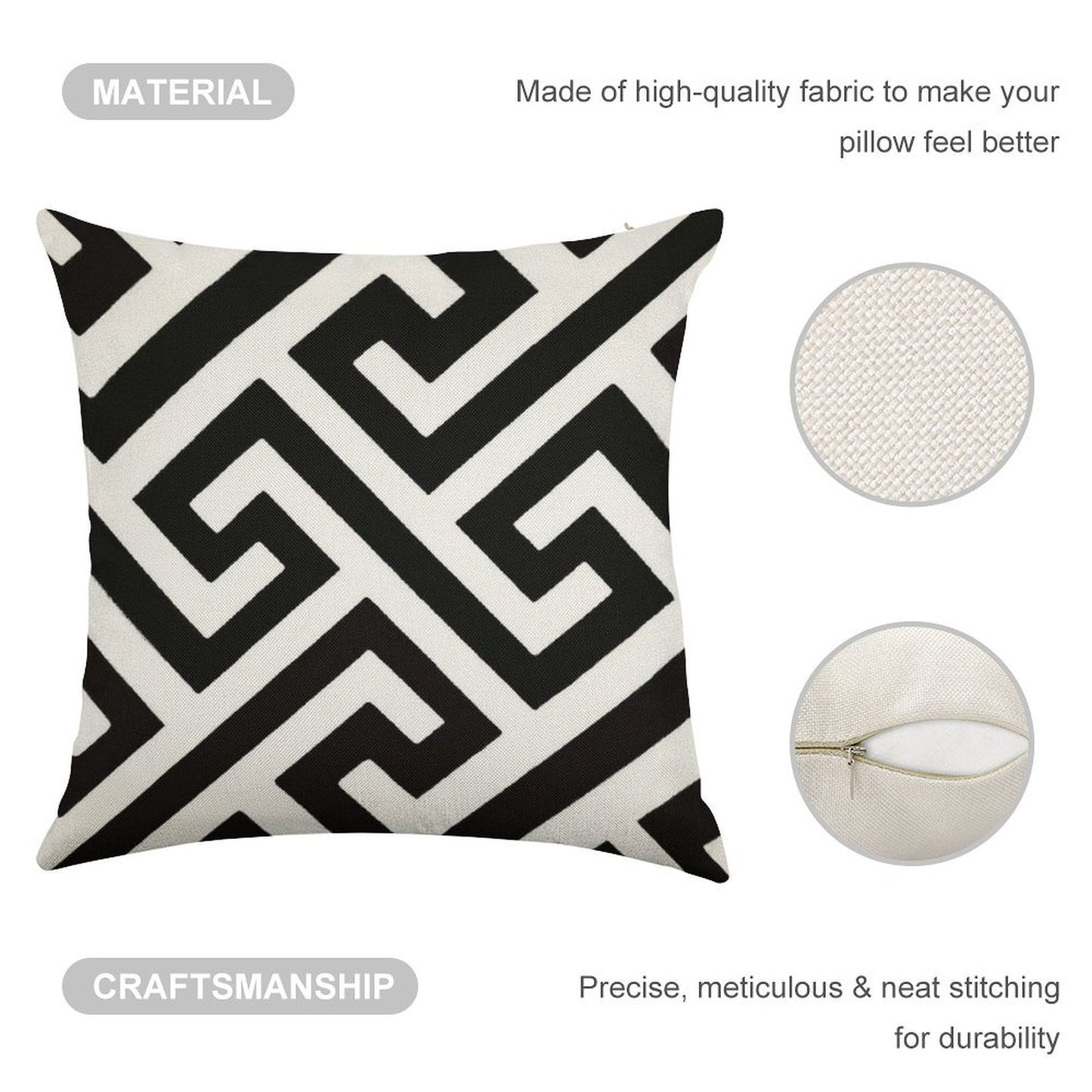 Throw Pillow  Cushion in Maze Print Design Linen Throw Pillow Cover