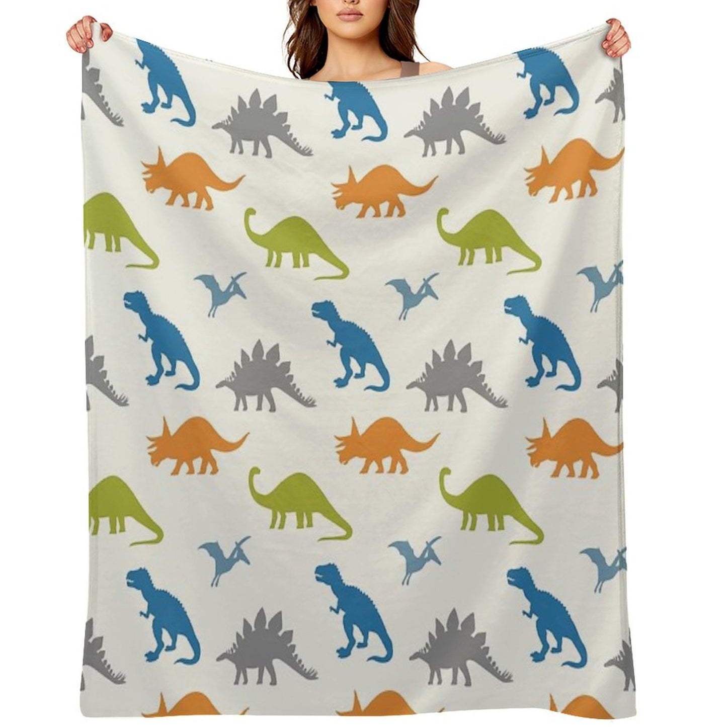 Primary Dinosaurs Throw Blanket