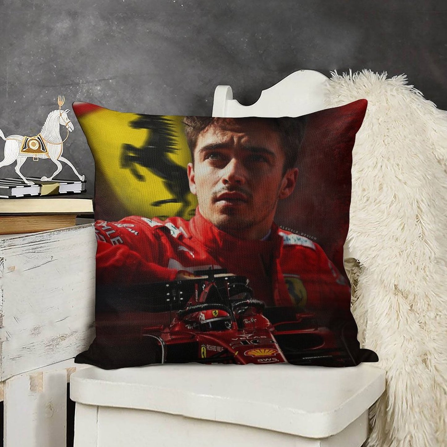 Charles Leclerc F1 2022 Linen Throw Pillow Cover