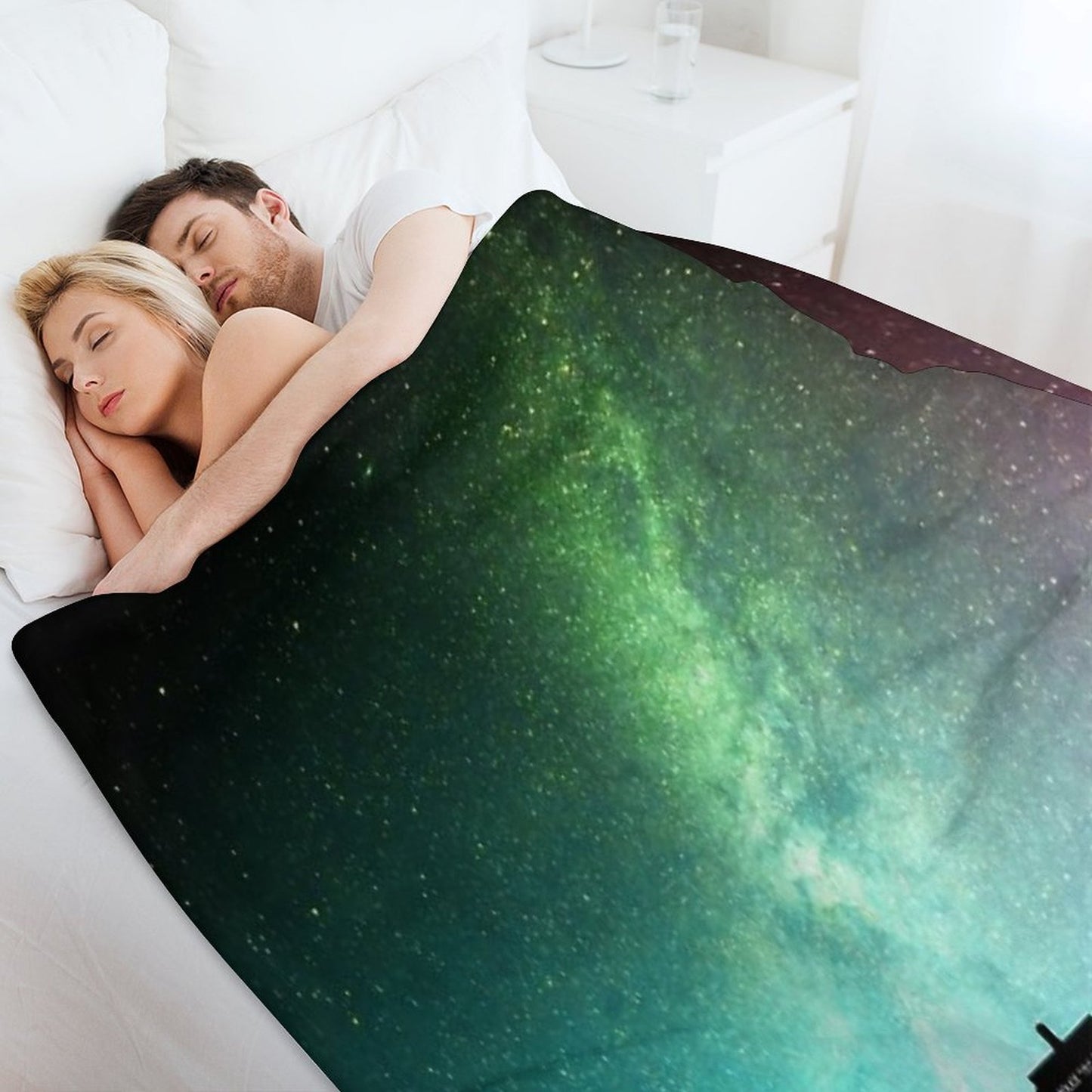 Starry Moon Art Blossom Throw Blanket